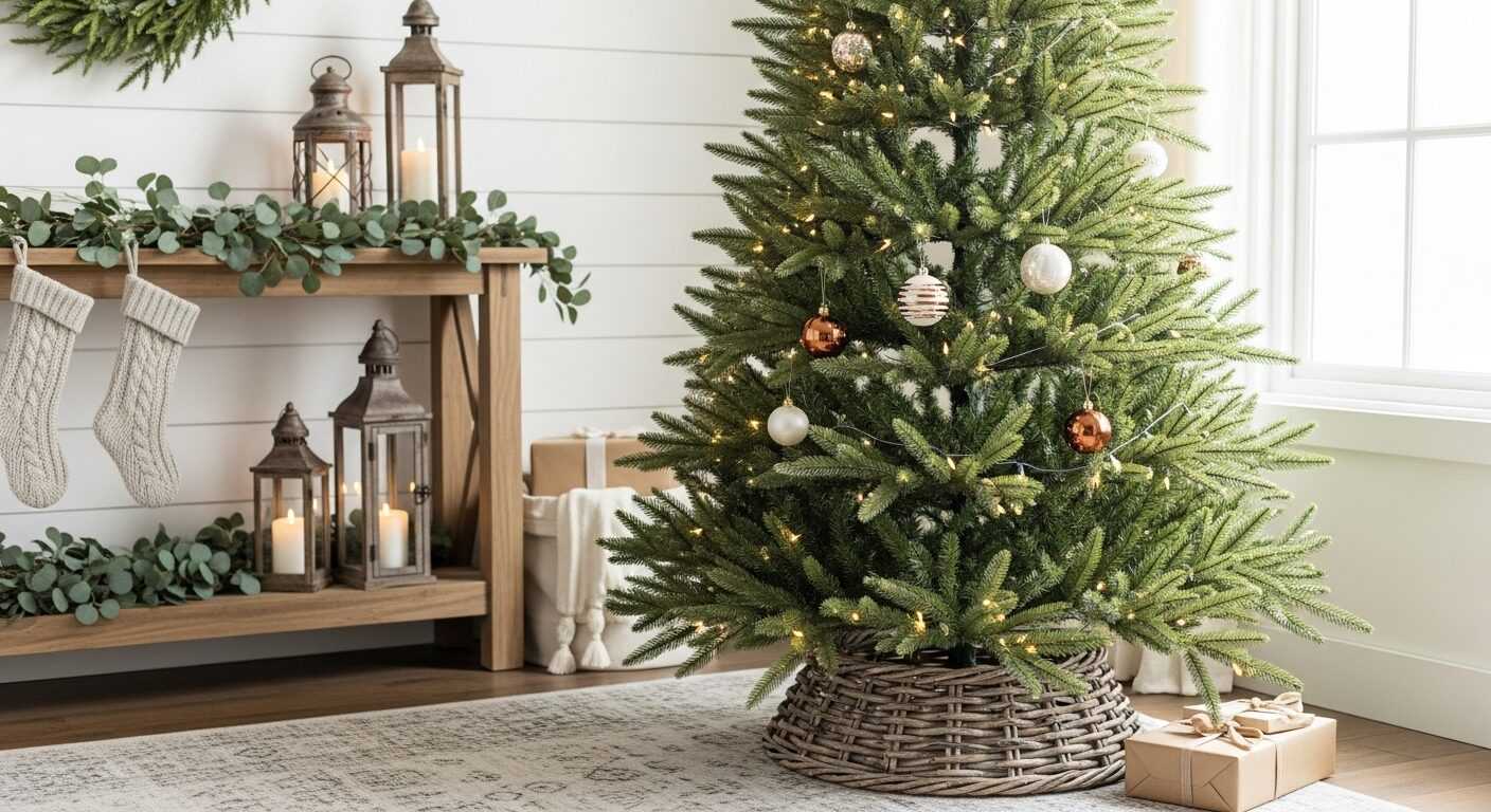 Cozy Farmhouse Christmas Tree Collars for Rustic Charm