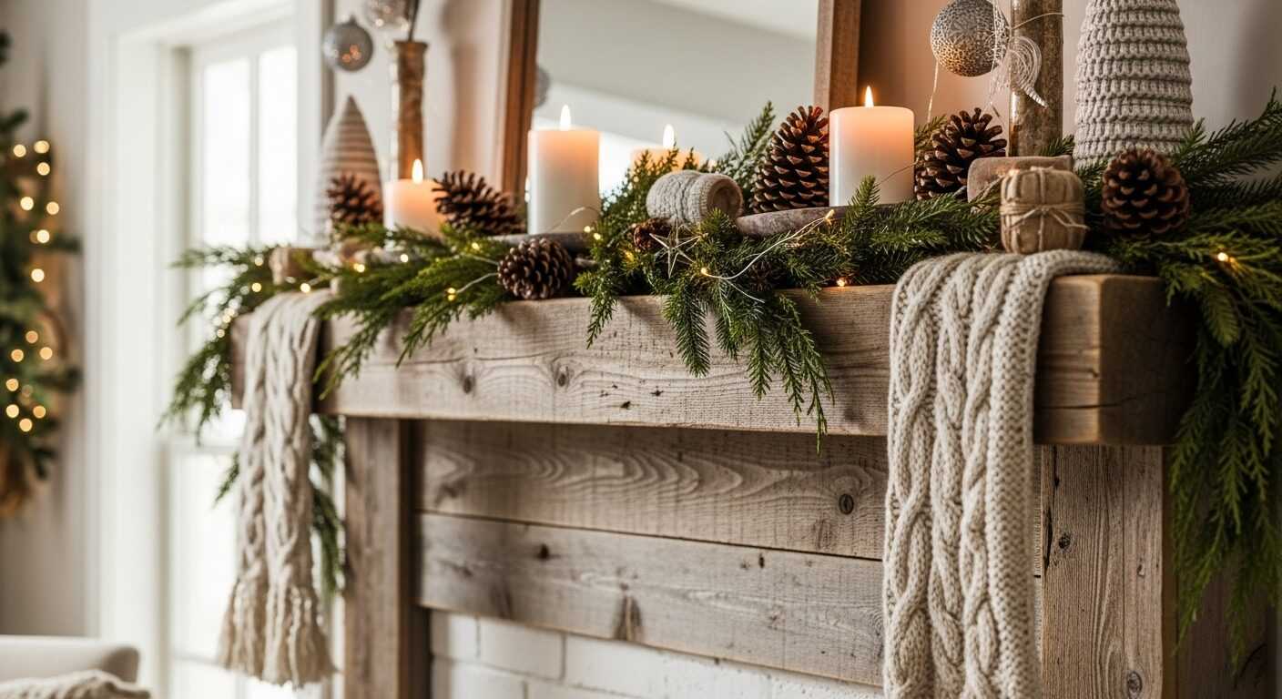 Cozy Rustic Farmhouse Mantel Decor for Winter Holidays