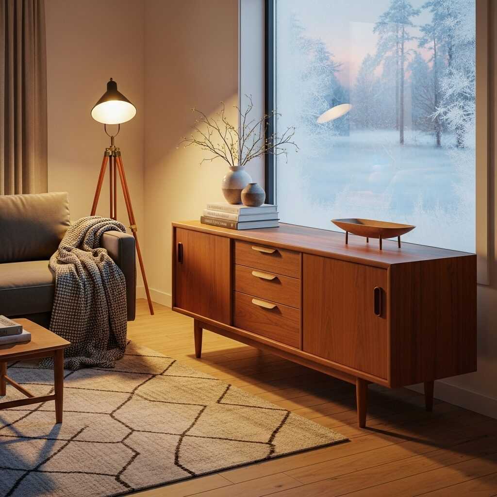 How a Mid-Century Sideboard Transforms a Winter Living Room