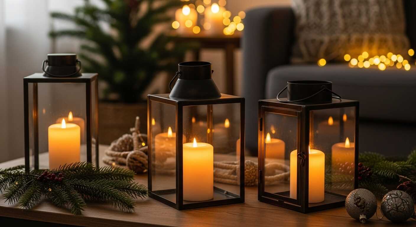 Industrial Candle Lanterns for Cozy Christmas Ambiance