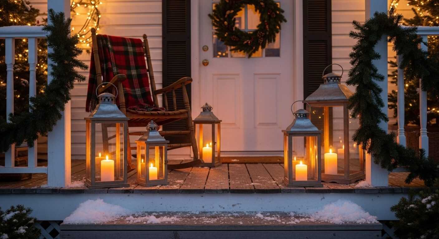 Rustic Candle Lanterns for a Cozy Christmas Porch