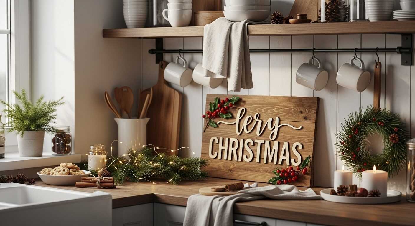 Rustic Wooden Christmas Kitchen Sign Decor