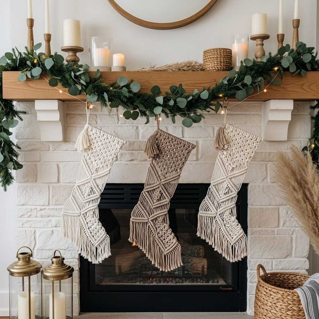 Styling Your Fireplace with Boho Macramé Stockings