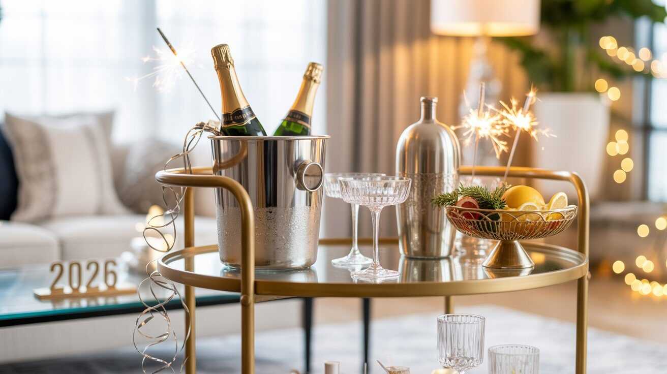 Glam Bar Cart Ideas for New Year’s Parties