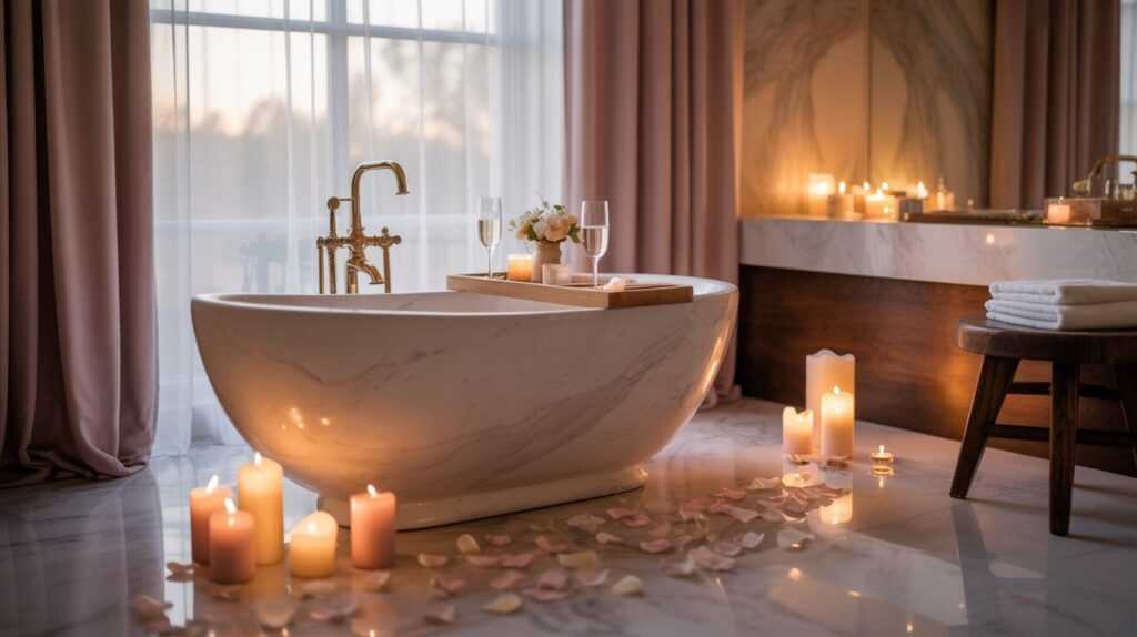 Luxury Bath Decor for Romantic Valentine Relaxation