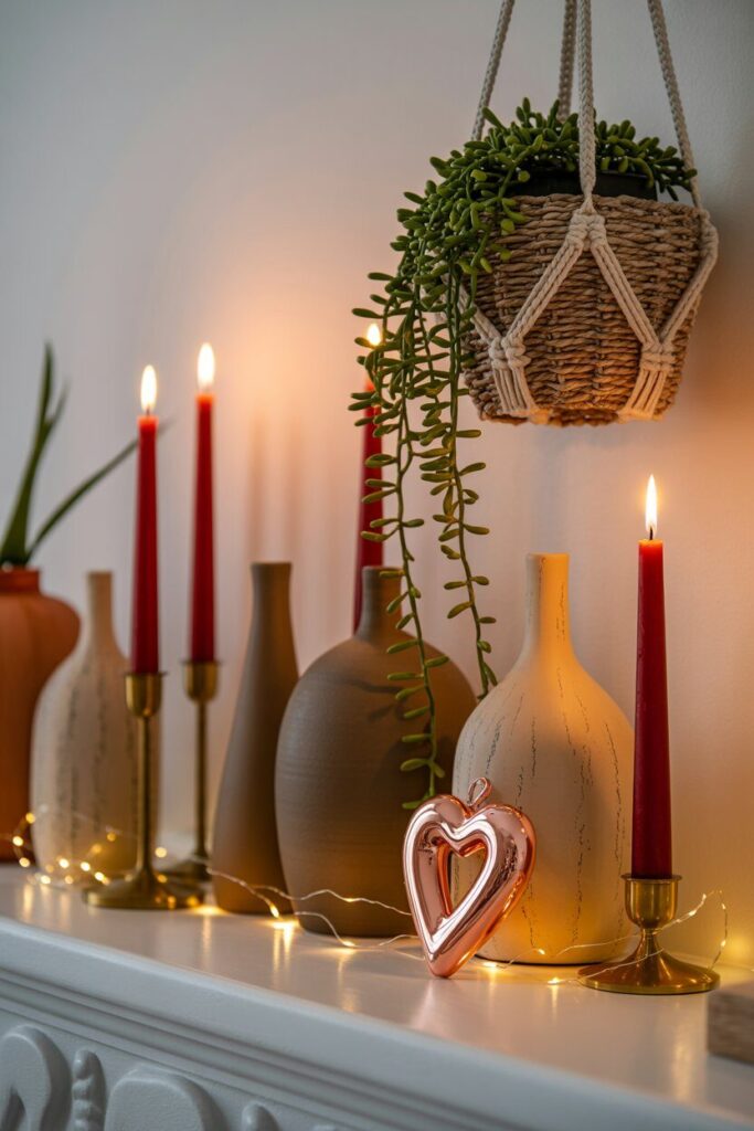 Mixing Boho Vases with Other Valentine Decor