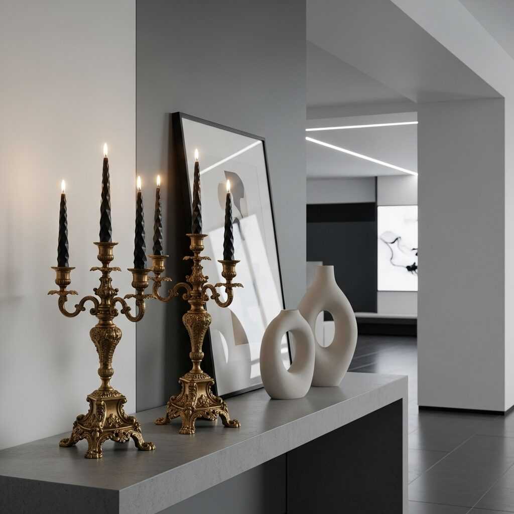 Mixing Traditional Candle Holders With Modern Touches