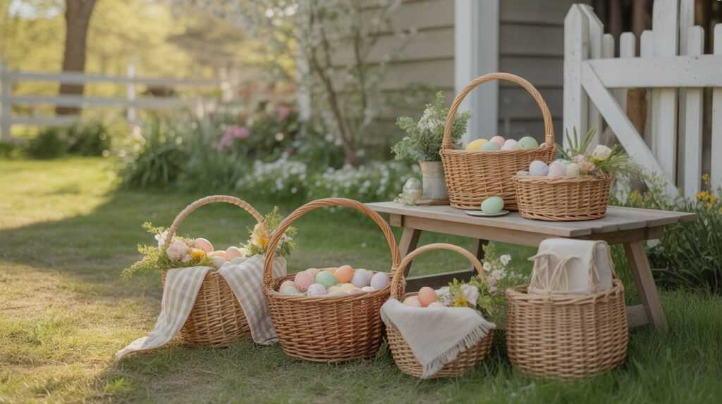 Farmhouse Easter Baskets for Egg Hunts and Spring Decor