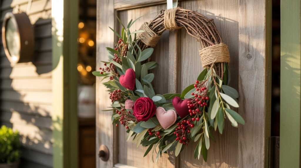Farmhouse Valentine Wreaths With Red Accents