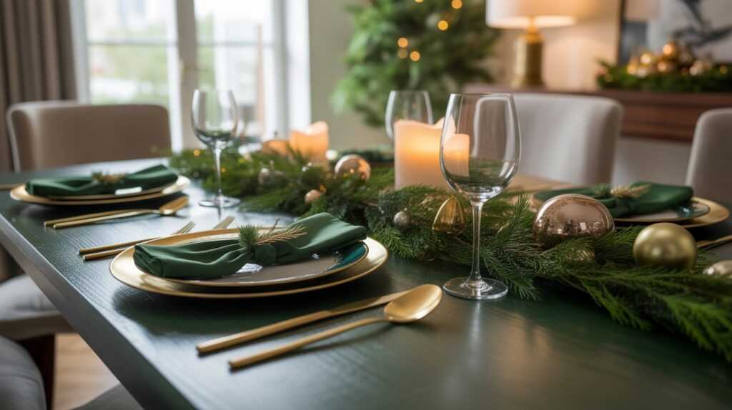 Glam Gold Accents for Festive Green Tablescapes