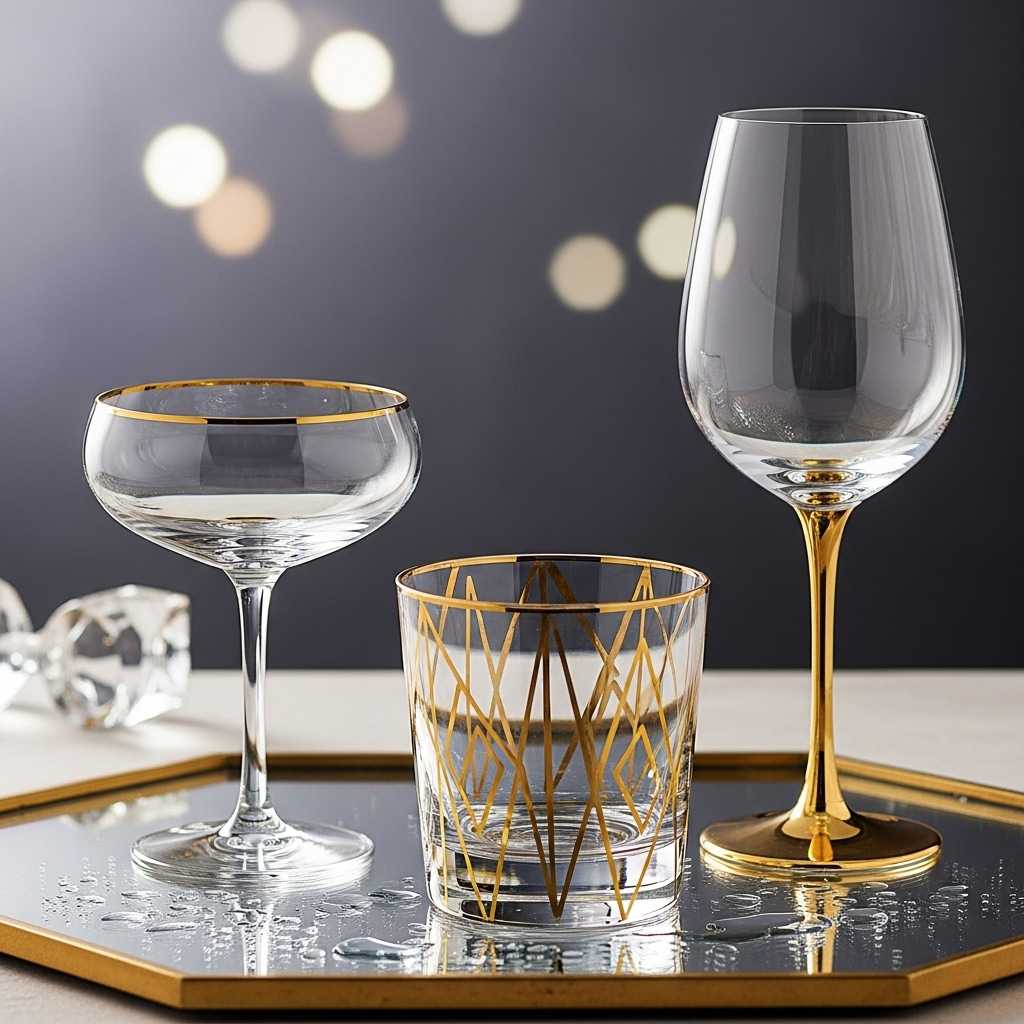 Glassware with Gold Accents