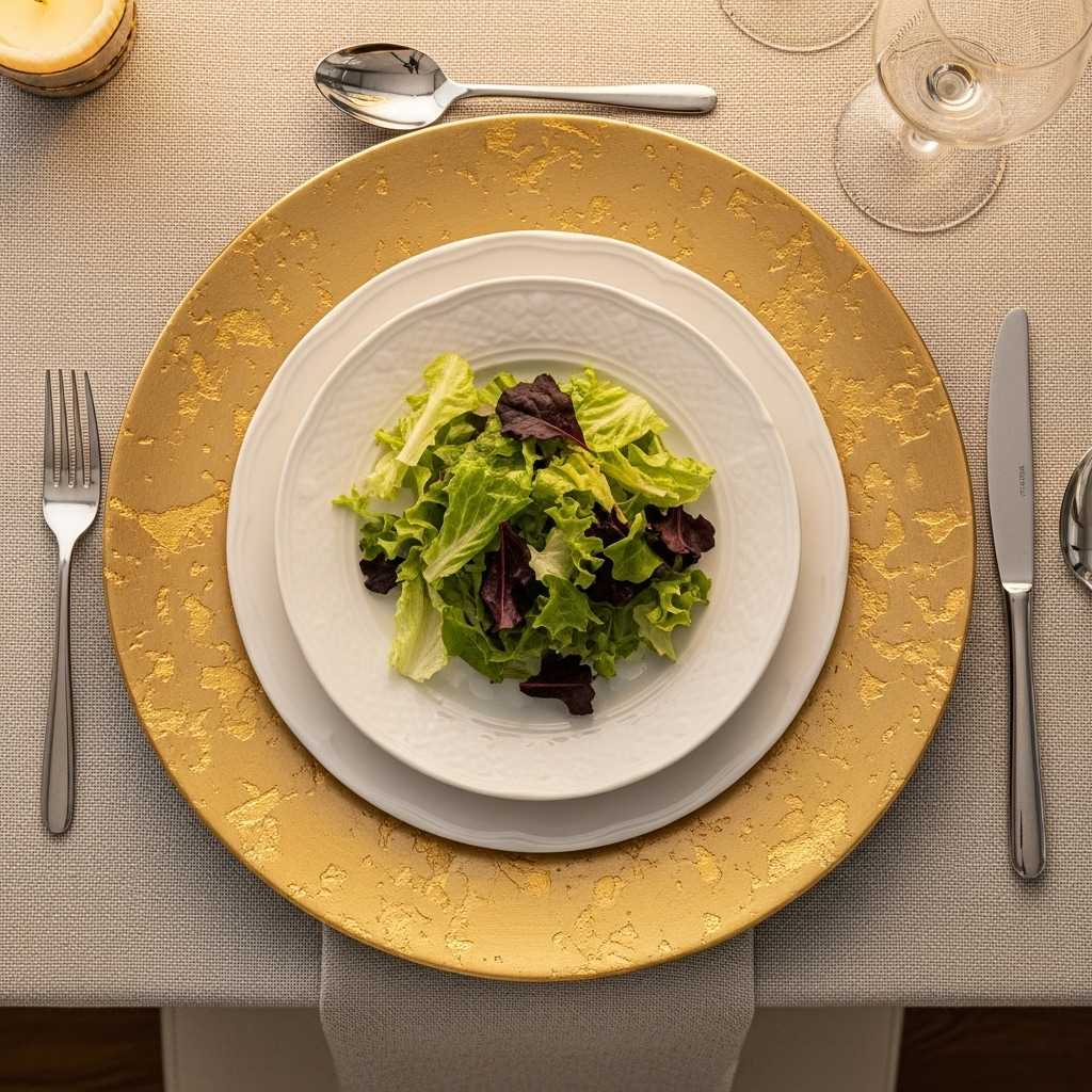 Gold Chargers That Anchor the Table