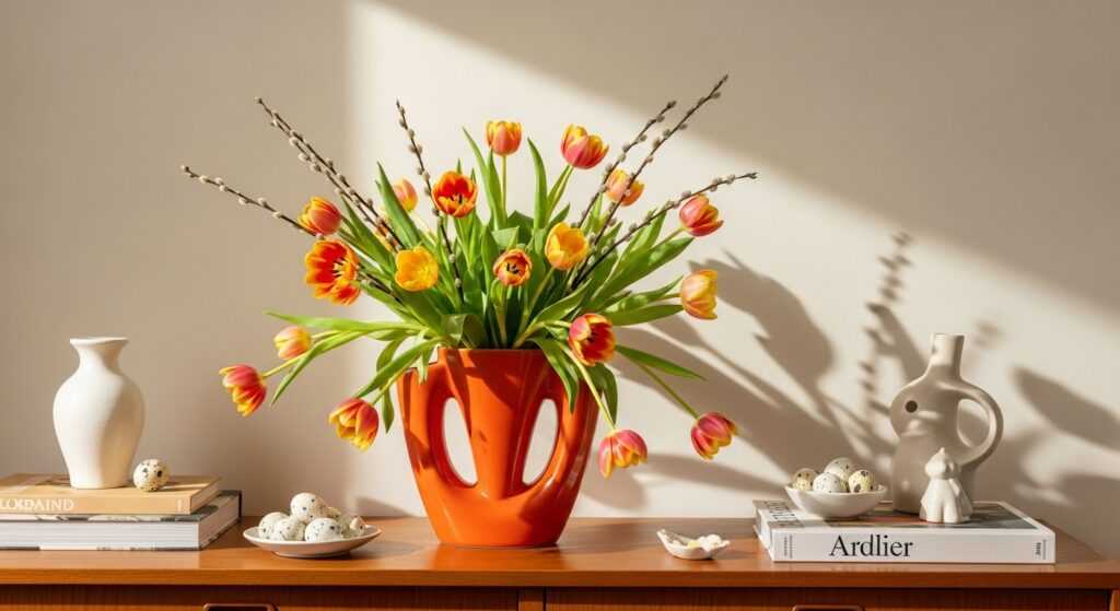 How to Style Easter Tulips in Mid-Century Modern Vases