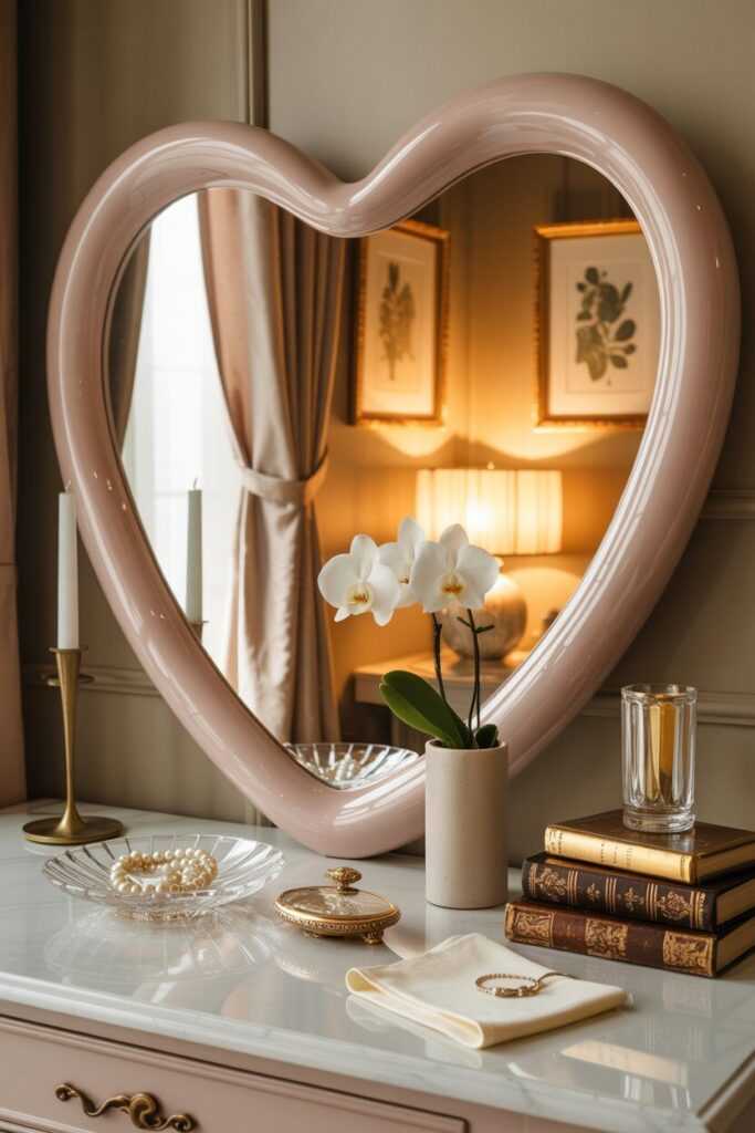 How to Style Heart Shaped Mirrors on Your Vanity