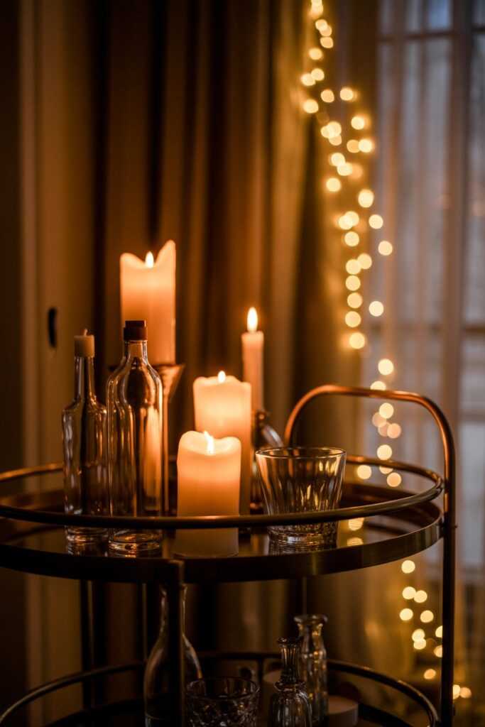 Lighting and Atmosphere Around the Bar Cart