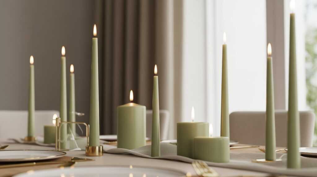Minimalist Green Candles for Elegant Celebrations