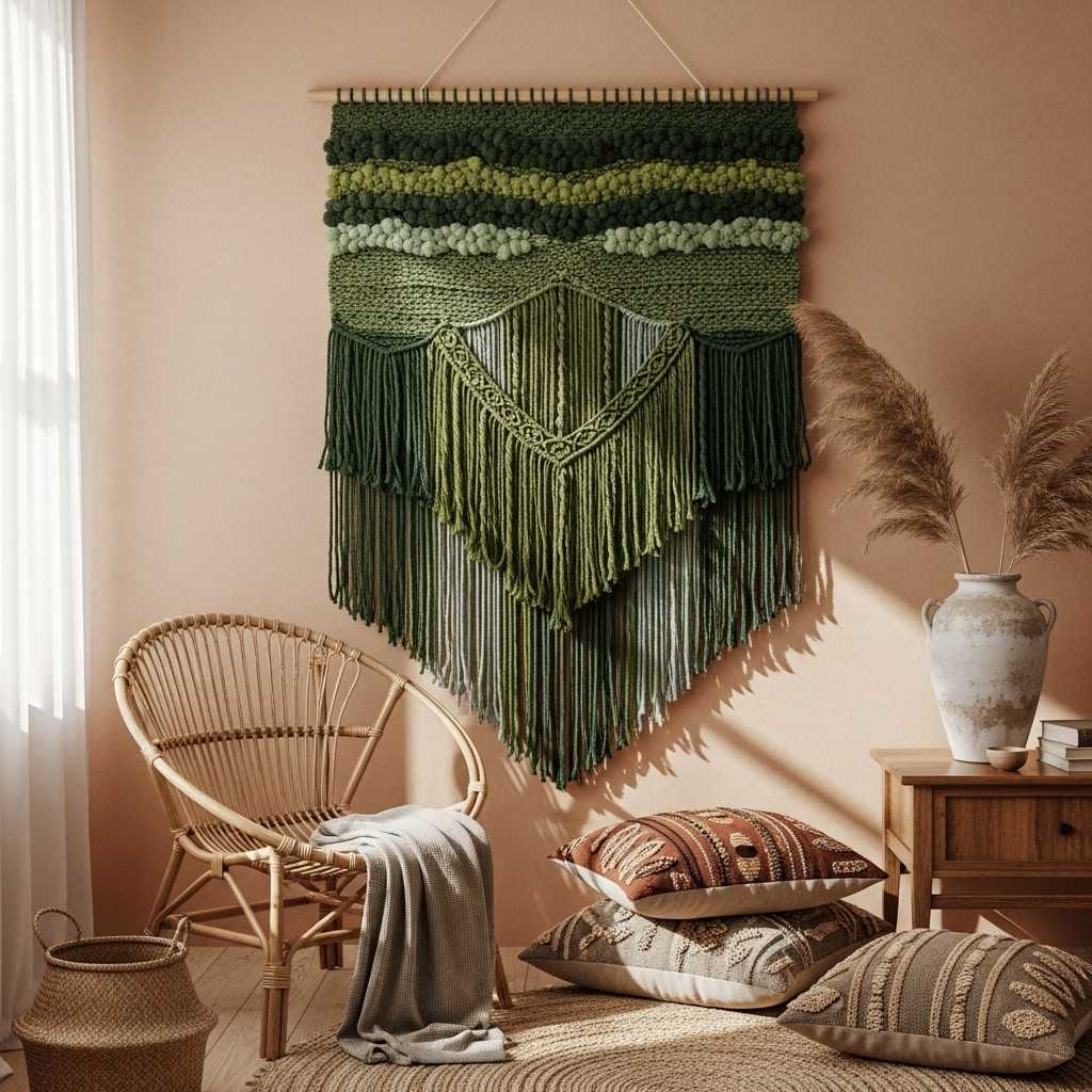 Why Boho Wall Hangings Work So Well in Green Tones