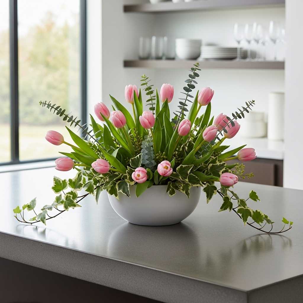 Combine Tulips With Modern Greenery
