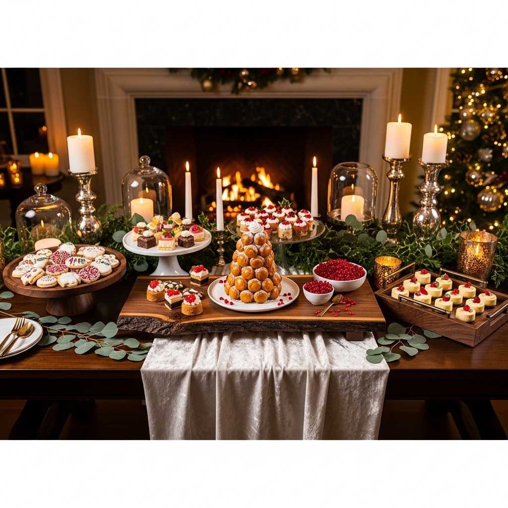 Creating a Show-Stopping Holiday Dessert Table With Rustic Wood Trays