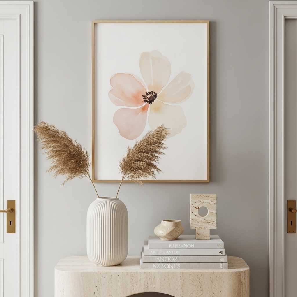 How to Style Around Minimalist Floral Wall Art