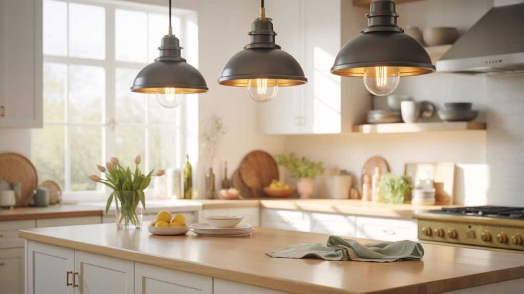 Industrial Pendant Lights for Spring Kitchen Decor