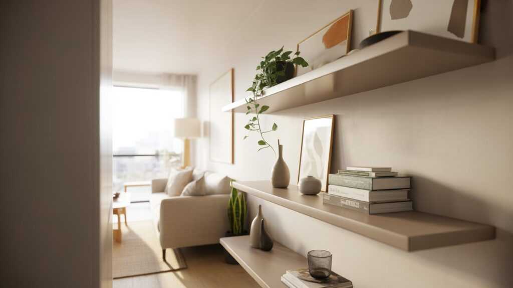 Minimalist Floating Shelves for Small Spaces