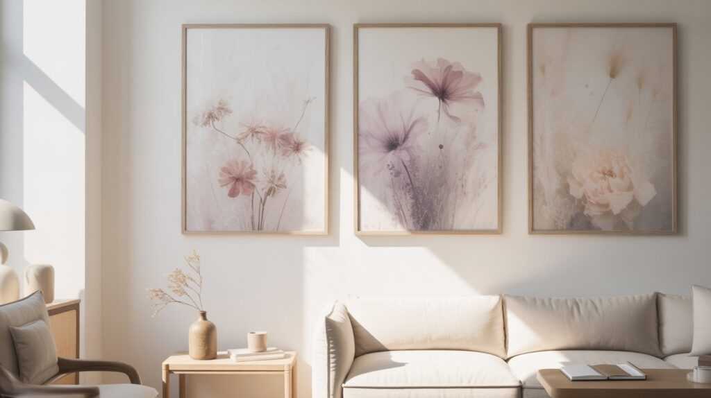 Minimalist Floral Wall Art in Soft Pastel Tones