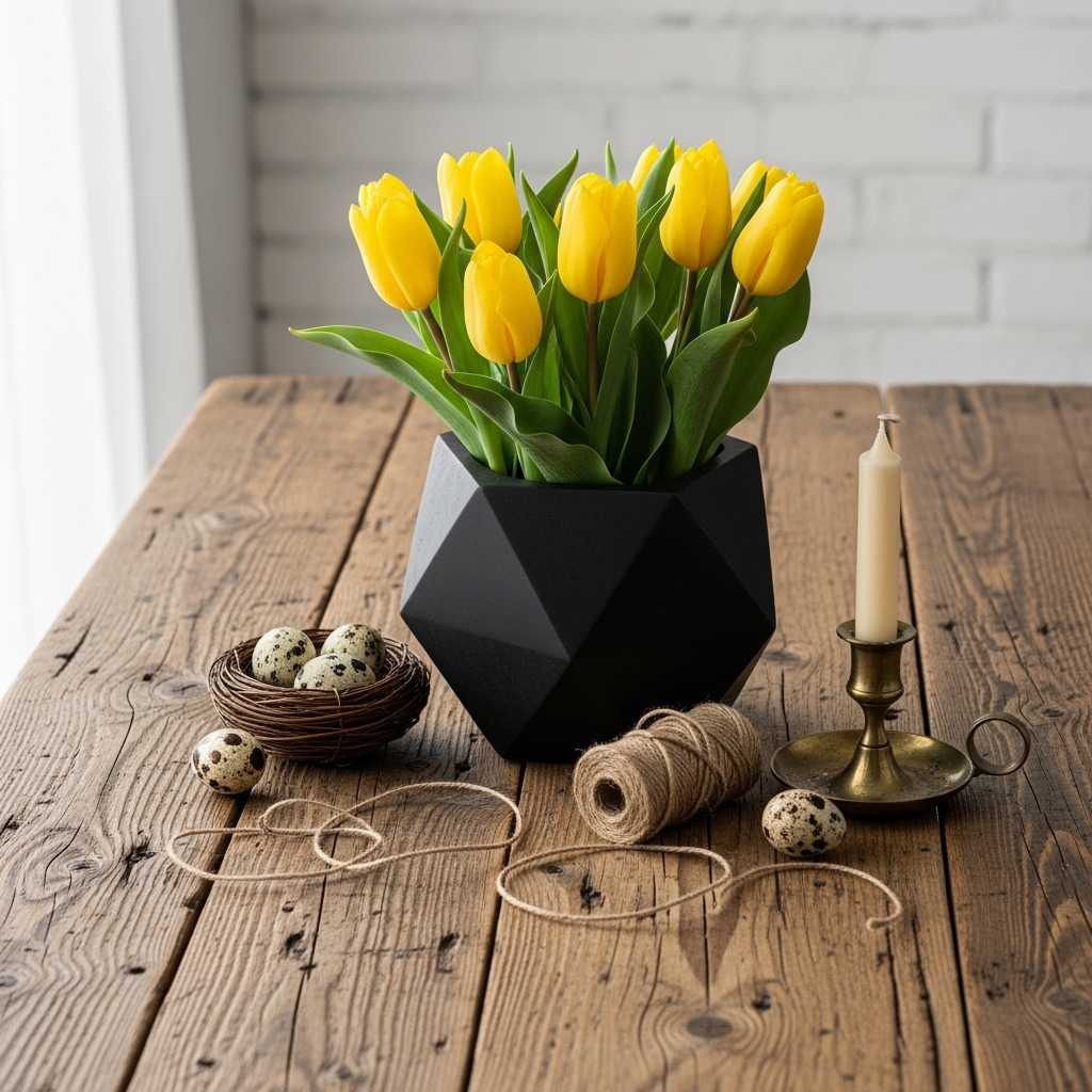 Mix Modern Planters With Rustic Easter Elements