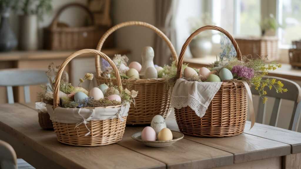 Traditional Easter Baskets With Elegant Vintage Touches
