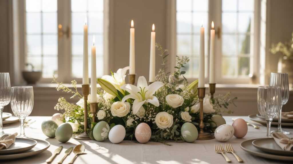 Traditional Easter Table Centerpieces with Elegant Candles