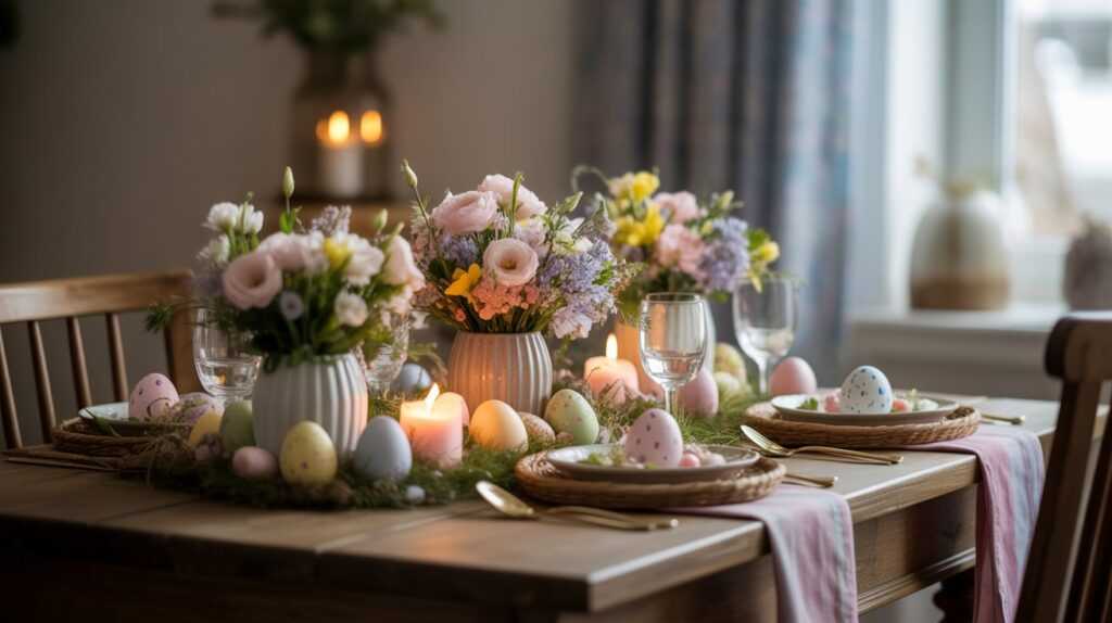 Traditional Easter Table Centerpieces with Soft Glow