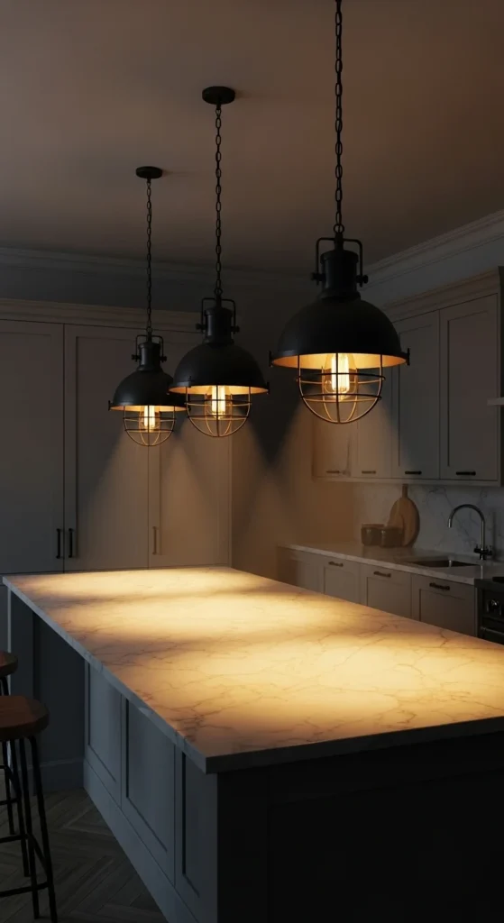 Why Industrial Pendant Lighting Works So Well Over Kitchen Islands