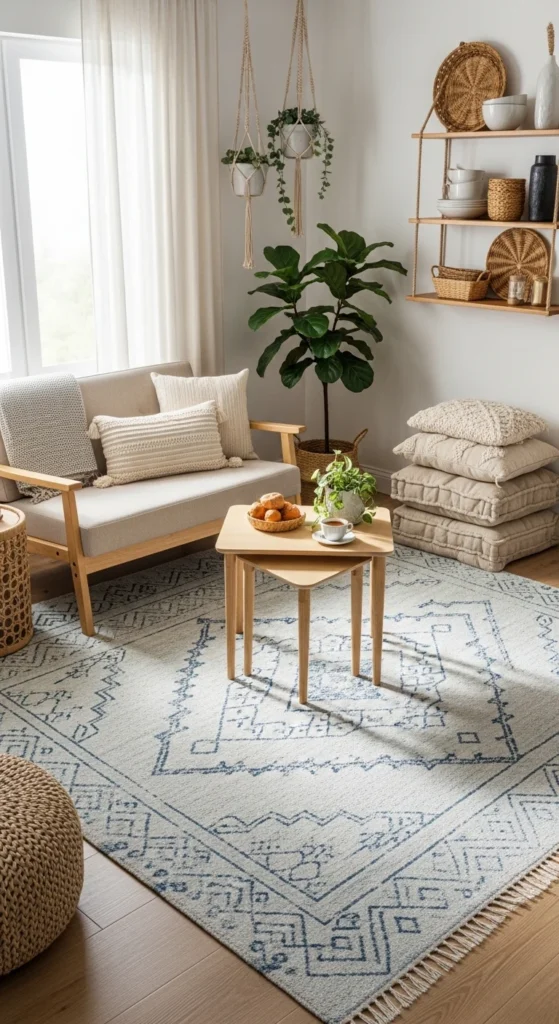 Boho Rugs in Small Living Rooms
