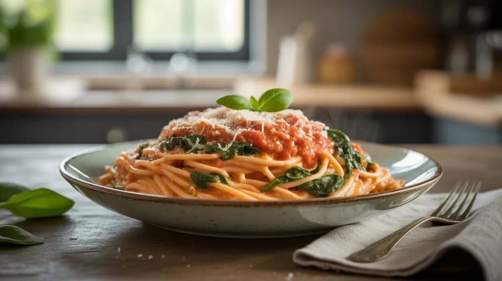 Creamy Tomato Spinach Pasta in 20 Minutes