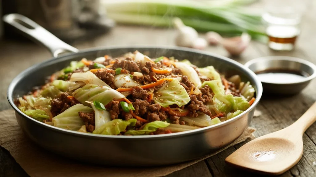 Easy Ground Beef and Cabbage Stir Fry