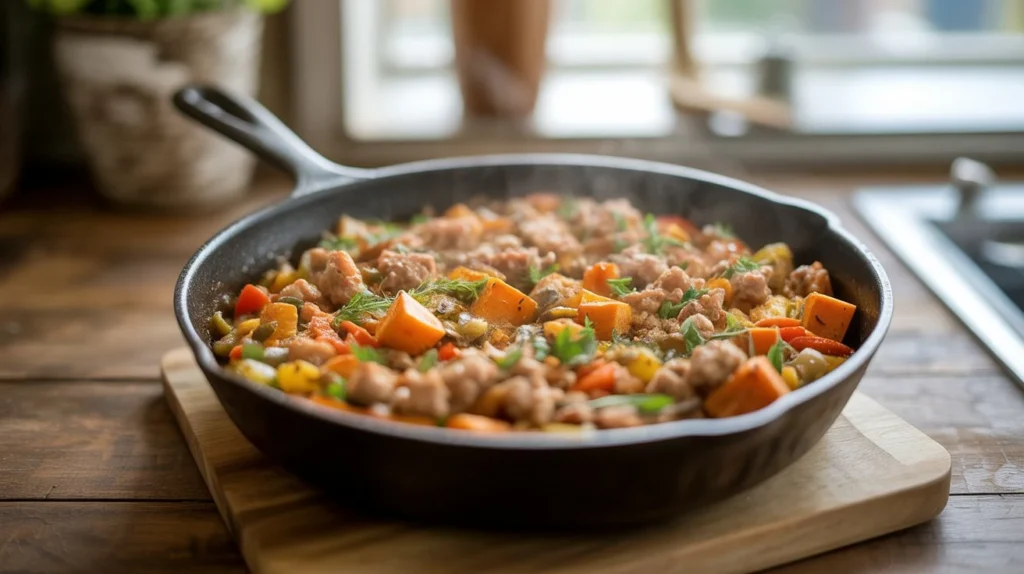 Easy Ground Turkey Sweet Potato Skillet Dinner