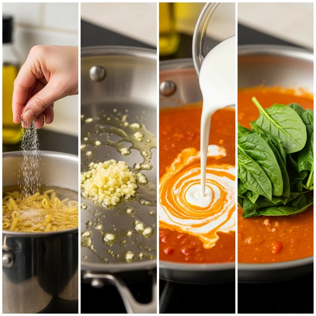 How to Make Creamy Tomato Spinach Pasta in 20 Minutes