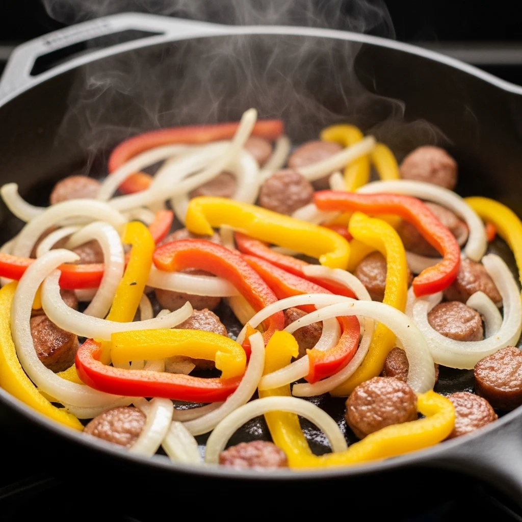 How to Make It Step by Step (Adding Peppers and Onions)