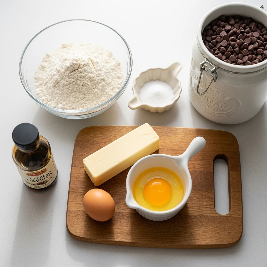 Ingredients for the Best Soft Chewy Chocolate Chip Cookies