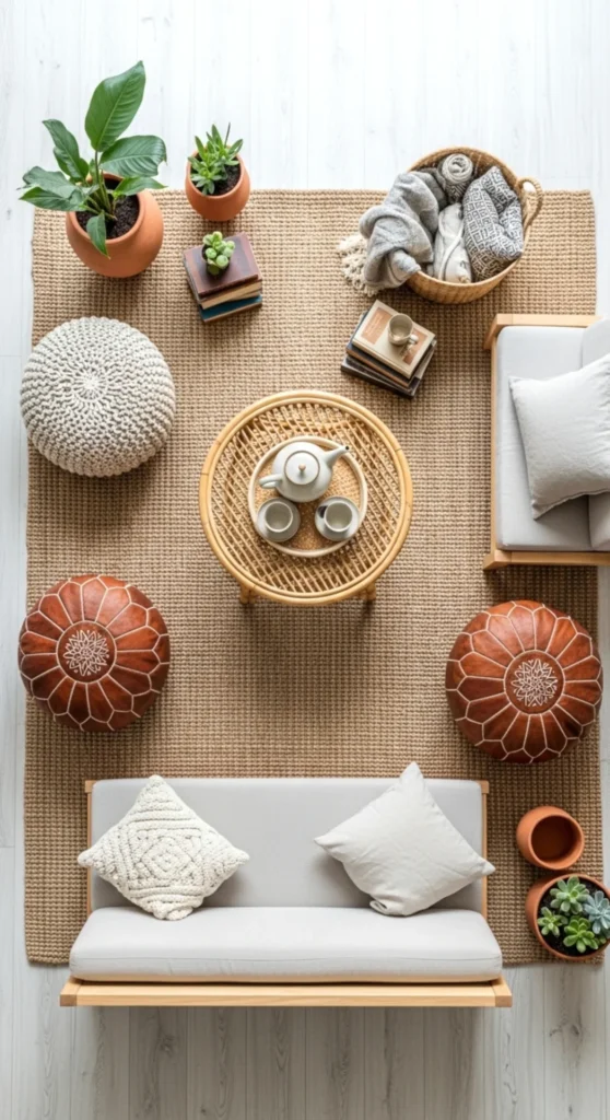 Styling Ideas for a Boho Living Room with a Jute Rug