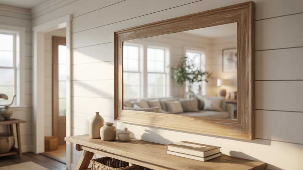 Wood Framed Farmhouse Wall Mirrors for a Natural Look