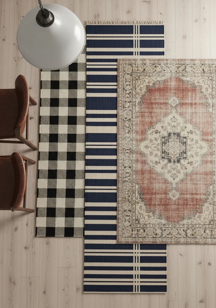 Farmhouse Rug Patterns That Work in the Dining Room
