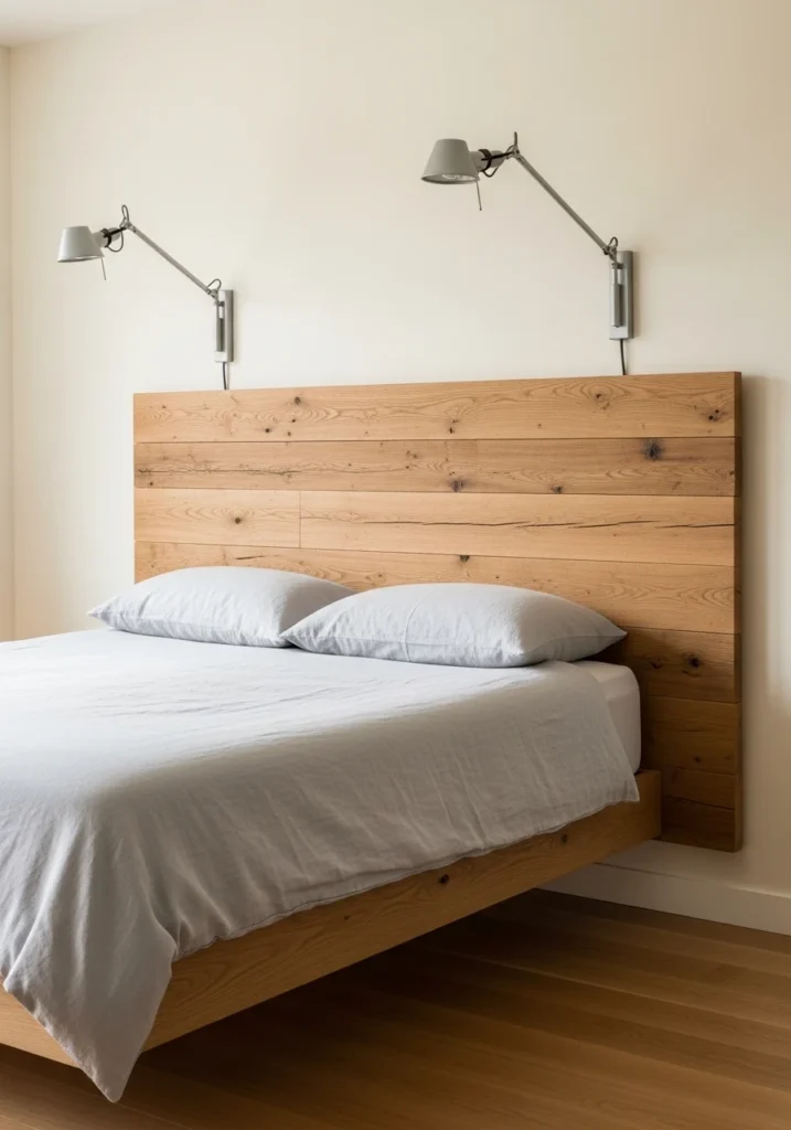 Floating Wood Headboard on the Wall