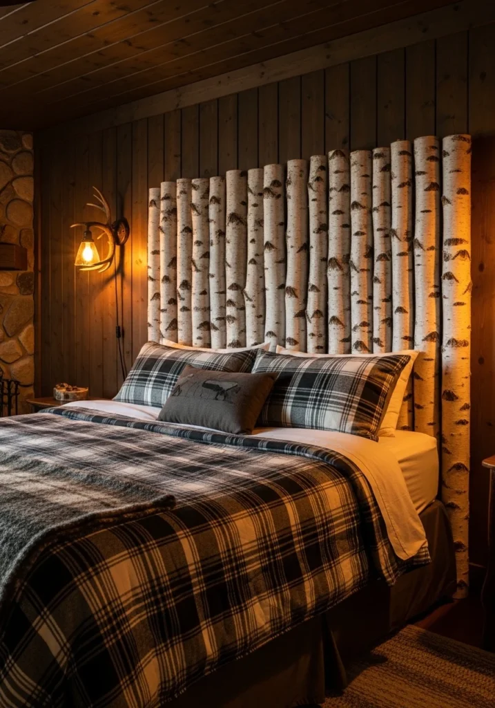 Stacked Log or Branch Headboard