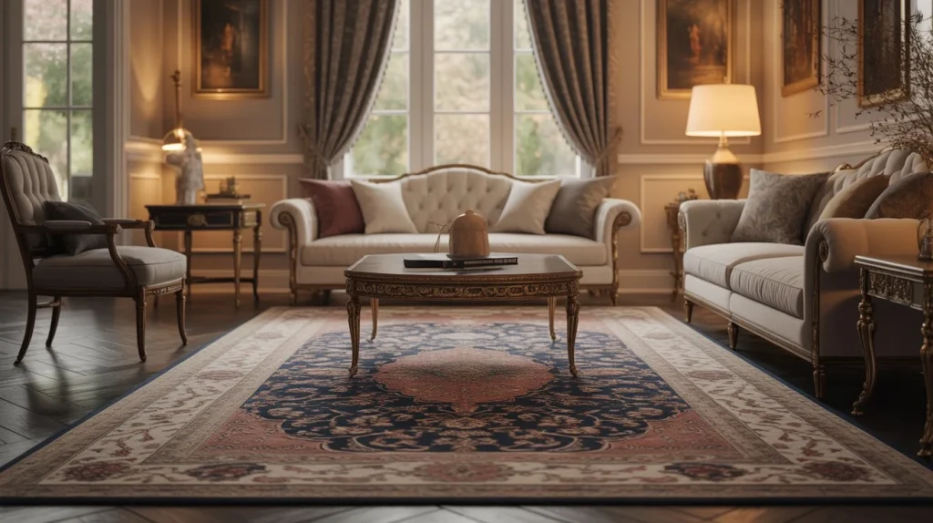 Statement Rugs for an Elegant Traditional Living Room