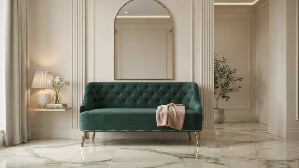 Velvet Tufted Benches That Make Your Entryway Feel Glam