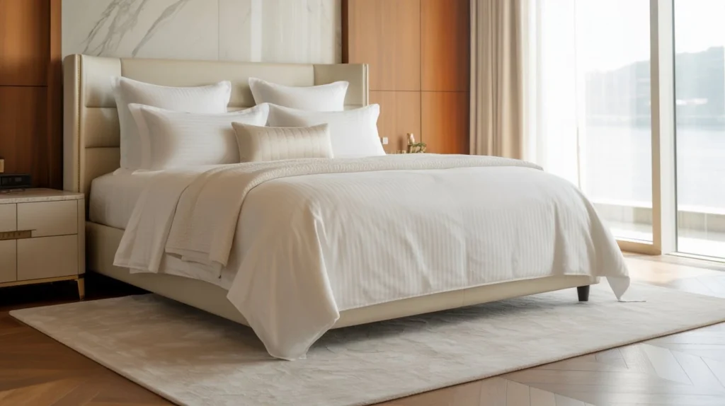White Bedding Sets for a Luxury Hotel Bedroom