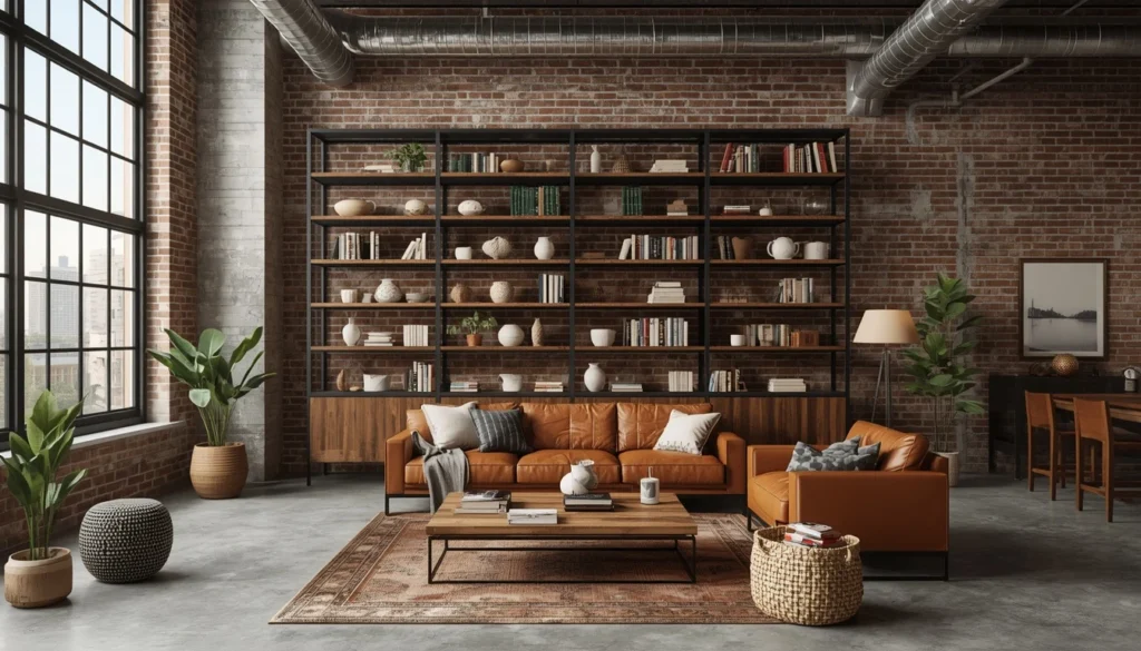 Industrial Open Shelving Ideas for Loft Rooms