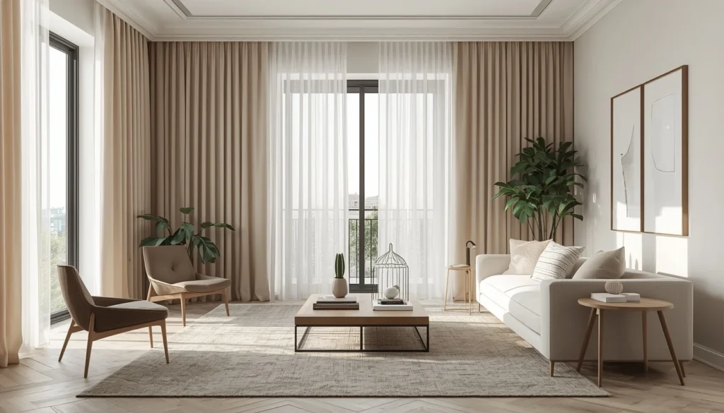 Neutral Curtains for a Timeless Living Room